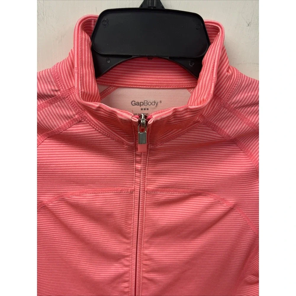 GapBody Pink Striped Full-Zip Jacket Womens S Polyester/Spandex - Picture 2 of 11